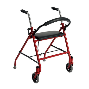 Drive Medical 1239RD Two Wheeled Walker with Seat, Red